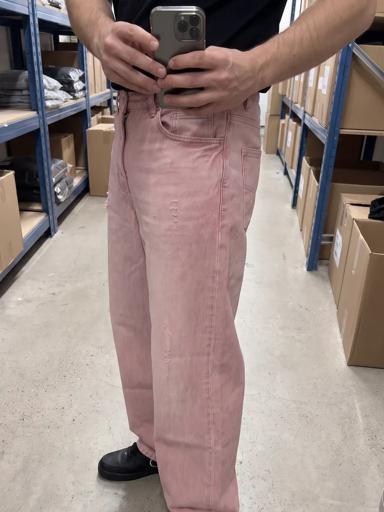 Mirror selfie showing the jeans being worn